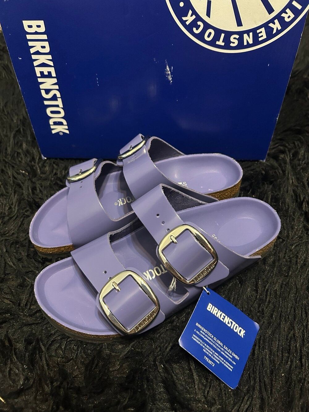 BIRKENSTOCK Arizona purple patent leather silver buckle sandals slippers eur 38